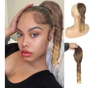 Extensi n de cola de caballo corta y rizada con cord n rubio y reflejos de Oseti para mujeres negras, extensiones de cabello postizo con clip, ex