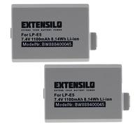 EXTENSILO 2X batería Compatible con Canon EOS 1000D, 450D, 500D, Digital Rebel XSi, Kiss X3, Kiss F, Kiss X2 cámara (1100 mAh, 7,4 V, Li-Ion)