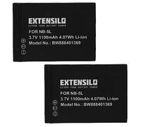 EXTENSILO 2X batería Compatible con Canon PowerShot SX210 IS, SX230 HS, SX220 HS cámara (1100 mAh, 3,7 V, Li-Ion)