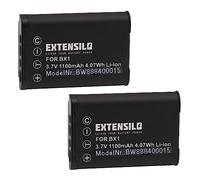 EXTENSILO 2X batería Compatible con Sony HDR-AS50, HDR-AS30V, HDR-CX240E, HDR-AS30V/B, HDR-AS300, HDR-AS300R cámara (1100 mAh, 3,7 V, Li-Ion)