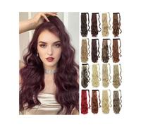 Extensión cola caballo Cola de caballo sintética envolvente 18/24 pulgadas con ondulación natural y pasta mágica for mujer Uso diario(4AP27,18inches)