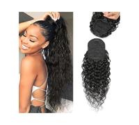Extensión cola caballo Extensiones de cabello humano Remy indio con ondas al agua, 20 a 71 cm, clip y cordón ajustable Uso diario(20inches)
