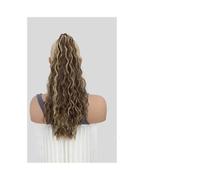 Extensión cola caballo Extensiones de cola caballo con pinza 20 pulgadas, aspecto natural, onduladas, sintéticas, clip en cabello falso rizado Uso diario(9H24)
