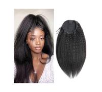Extensión cola caballo Kinky Straight Drawstring Ponytail for Black Women Natural Brazilian Remy Hair Clip In Hairpiece Uso diario(16inches)