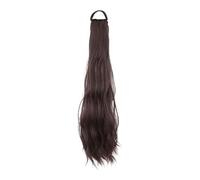 Extensión cola caballo Peluca de cola caballo sintética, rizada y esponjosa, muy elástica, con trenza lateral natural, una pieza Uso diario(Dark Brown)