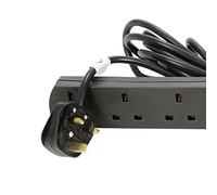 Extensión De 5M 4 Gang Black 13A Toma De Corriente Mains Del Reino Unido Con LED