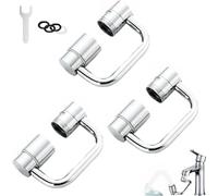 Extensión de aireador de grifo giratorio de 1440°, pulverizador giratorio universal ajustable para fregadero de cocina y baño, 2 modos de pulverización, diseño sin fugas fácil de instalar (3 piezas)