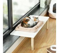 Extensión de Alféizar de Ventana Extensor de Alféizar Blanco para Gatos en Balcón Bajo, Tabla de Extensión de Encimera, Estante de Madera para Plantas con Patas Recortables(69x25x10 cm (27x10x4 in))