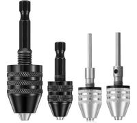 Extensión de Bits 1/4, 1/8, 1/16 Inch Hex and Round Shank Small Drill Chuck Quick Change Adapter, Black and Silver(C)