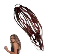 Extensión De Cabello Boho Dreadlock, Accesorio Elástico De Un Minuto, Material Sintético Suave Y Elástico, Coletas Naturales Trenzadas A Mano For Uso Diario Y Festivo(Red)
