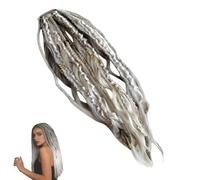 Extensión De Cabello Boho Dreadlock, Accesorio Elástico De Un Minuto, Material Sintético Suave Y Elástico, Coletas Naturales Trenzadas A Mano For Uso Diario Y Festivo(White)