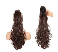Extensión de cabello cola caballo ondulado sintético largo Clip garra extensión peluca fibra resistente al calor for mujeres Pieza de Pelo de Moño Desordenado