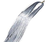 Extensión de cabello con brillo de colores, kit de 90 cm con purpurina brillante, accesorios for trenzas con destellos for mujer (1 pieza, rojo)(Silver)