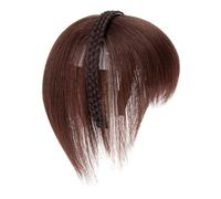 Extensión de cabello humano lacio con banda trenzada para la cabeza, sin pegamento, fácil de llevar (25 cm, marrón)
