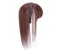 Extensión de cabello humano lacio con banda trenzada para la cabeza, sin pegamento, fácil de llevar (40 cm, marrón)