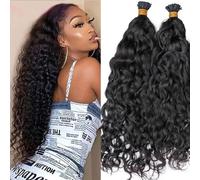 Extensión de cabello humano ondulado con agua, cabello brasileño Remy, Micro enlace, palo prepegado, cabello Natural con punta de 100g, 100 hebras(24nch,200 strands 2bundle)
