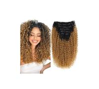 Extensión de cabello rizado con clip de 26 pulgadas, horquillas postizas de doble trama, extensión de cabello sintético resistente al calor for mujeres. Easy Installation and Removal(Light blonde)