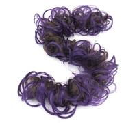 Extensión de cabello sintético, postizo, cabello rizado desordenado, moño, coleteros, banda elástica for el cabello, moño recogido tipo donut Look Elegante Chic(Brown Purple)