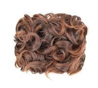 Extensión de cabello sintético rizado tipo moño desordenado con peines metálicos y elegante moño tipo coletero for mujer. Look Elegante Chic(Brown and Light Auburn Tips)