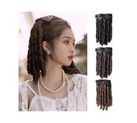 Extensión de cabello trenzado Extensión de cola de caballo rizada de princesa Fuffly, peine for el cabello, peluca de cola de caballo con lazo, pelucas de cola de caballo de pelo de fibra sintética Ex