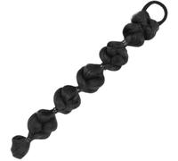 Extensión de Cabello Trenzado Negro Sintético, Look Natural Elegante | Fibra de Alta Temperatura, Lavable y Rápida, para Coleta o Coletas, con Lazo Flexible