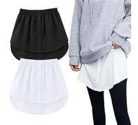 Extensión de camisa para mujer, 2 unidades, falsa, falsa, camiseta, extensor de camisa, falda baja, falda de barrido, minifalda, b, L