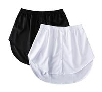 Extensión de camisa para mujer Falsa parte superior Slip bajo Camisa Minifalda para mujeres Falda Mini Falda Extendida con botones para mujer Falda Slip Extensión de camisa con botones, O Silver, 5XL