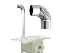 Extensión de chimenea con codo para estufa, Codo de chimenea acero inoxidable 45 grados for estufa, 60-110 mm, color plata(100mm)