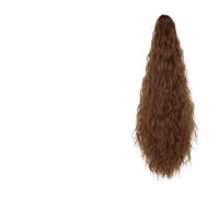 Extensión de cola caballo onda larga con garra sintética, extensiones cabello Clip rizada 24 ", color negro y marrón, Natural esponjoso for mujeres(6)