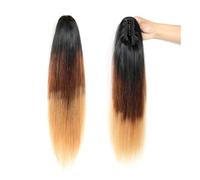 Extensión de Cola Caballo Straight Hair Ponytail 10-24 Inch Brazilian Remy Human Hair Claw Clip Ponytail Extensions T1B/4/27 Human Hair Ponytail Hairpiece Coleta Postiza Pelo(22inches)