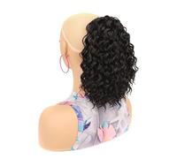 Extensión de Cola de Caballo 10 Inch Short Ponytail Hair Extension Deep Wavy Curly Drawstring Ponytail Hairpieces Heat Resistant Synthetic Curly Ponytail Extension for Women Extensiones de pelo(Color: