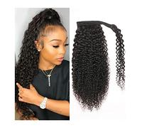 Extensión de Cola de Caballo 12-26 "Cola de caballo rizada rizada Cola de caballo de cabello humano for mujeres negras Envoltura rizada alrededor de la pieza de cabello de cola de caballo Clip en exte