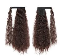 Extensión de Cola de Caballo 22/32 pulgadas Sintético Natural Hairpiece Headwear Hair Brown Grey Long Curly Ponytail Wrap Around Ponytail Clip en extensiones de cabello Extensiones de pelo(M2-33,22inc