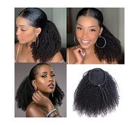 Extensión de cola de caballo Cabello humano Remy Hair Ponytail Clip In Hair 12 14 16 Pulgadas Afro Kinky Curly Cordón Extensiones de cola de caballo Natural Black Curly Ponytail Hairpieces para uso di