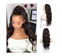 Extensión de Cola de Caballo Clip de 26 pulgadas de largo en piezas de cabello Cordón Colas de caballo Postizos for mujeres Niñas Extensiones de cabello de cola de caballo Onda del cuerpo Cordón de co