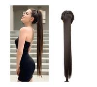 Extensión de Cola de Caballo Clip de cola de caballo en la extensión del cabello 85 cm sintético largo recto cola de caballo cordón negro peluca rubia for las mujeres Extensiones de pelo(4)