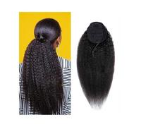 Extensión de cola de caballo Cola de caballo con cordón recto rizado for mujeres negras Cabello humano brasileño natural Postizos de cola de caballo 10 "-24" Clip de cabello Remy en extensión de cola