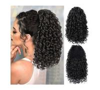 Extensión de Cola de Caballo Cola de Caballo corta y esponjosa y rizada con cordón, pelo de cola de caballo rizado de 14 pulgadas for mujer, peluca de cola falsa rizada Afro sintética Natural Extensio