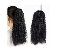 Extensión de Cola de Caballo Cola de caballo rizada con cordón for mujeres negras Extensión de cola de caballo de cabello humano rizado rizado Color natural Cabello Remy 4 clips de peine en piezas de