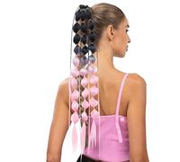 Extensión de cola de caballo con burbujas | Extensión de pelo colorida con cinta para el pelo, postizo de 23.6 pulgadas, cola de caballo de burbujas para niñas, festival de día loco del cabello