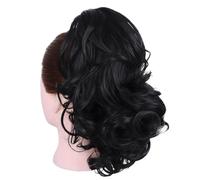 Extensión de cola de caballo de animadora, 11.8 pulgadas, rizada negra, de fibra de alta temperatura, gran clip fácil para baile, deportes y competiciones