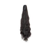 Extensión de cola de caballo de cuerpo largo ondulado negro para mujer, pelo sintético con clip de 26 pulgadas, extensión de pelo para uso diario (marrón negro)