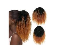 Extensión de Cola de Caballo Extensión de cola de caballo con cordón Afro Puff, 14-22 pulgadas, cabello humano rizado afro, cola de caballo for mujeres negras #1B/30, cabello Remy con cordón, piezas d