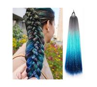 Extensión de Cola de Caballo Extensión de cola de caballo recta y colorida con lazo elástico for el cabello, cabello trenzado Ombre, extensión de cola de caballo trenzada de color arcoíris de 26 pulga