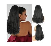 Extensión de Cola de Caballo Extensiones de cabello con cola de caballo con cordón for mujeres Extensiones de cola de caballo con cola de cabello rizado liso Yaki Postizo sintético resistente al calor