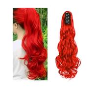 Extensión de Cola de Caballo Extensiones de cabello de cola de caballo, garra sintética de 20 pulgadas, pinza ondulada rizada en postizos de cola de caballo for mujeres blancas, Color marrón, negro y