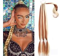 Extensión de cola de caballo Extensiones de cabello falso con lazo, extensión de cabello de cola de caballo trenzada sintética larga for mujeres, cola de caballo postizo con cabello para uso diario(Mi