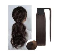 Extensión de cola de caballo Extensiones de cabello humano con cola de caballo recta #2 Marrón oscuro Envoltura alrededor de cola de caballo Clip en postizos Extensiones de cabello con cola de caballo