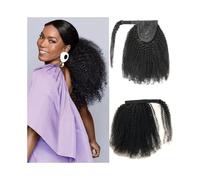Extensión de Cola de Caballo Extensiones de cabello humano de cola de caballo rizadas rizadas for mujeres negras 8 "-24" Clip de cola de caballo envolvente rizado afro en postizos de cola de caballo d