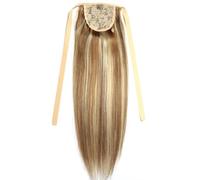 Extensión de cola de caballo, Extensiones de cabello humano Remy con clip, 16-26 pulgadas, cinta for cola de caballo, 100 g, liso(Light brown+gold,16inch)